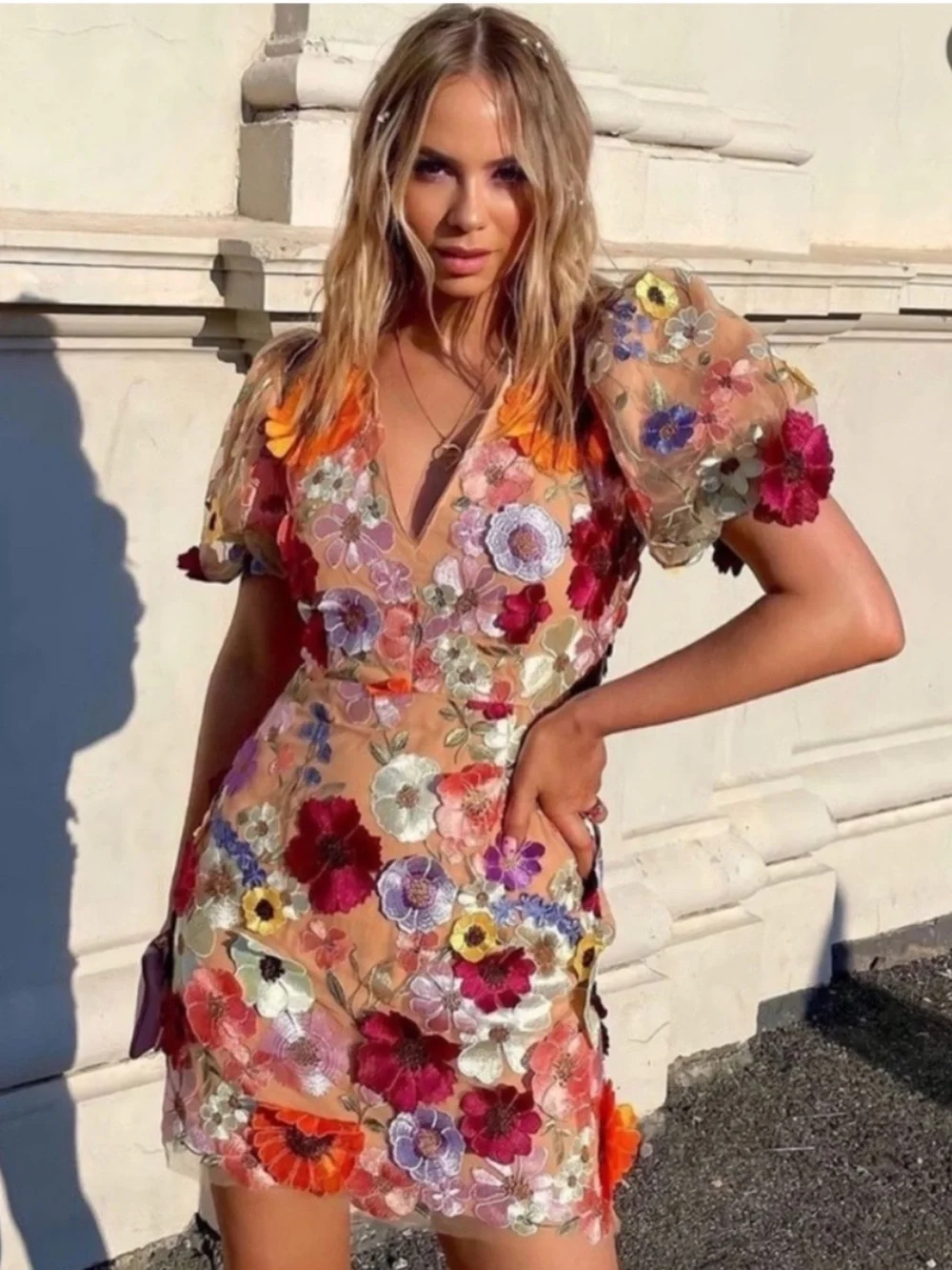 elliatt rosalind 3 floral applique embellished statement mini dress size XL NEW - Picture 7 of 15